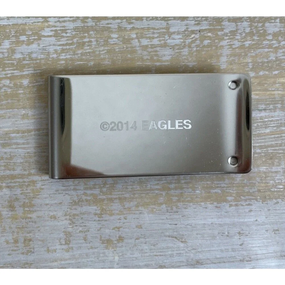 Eagles Money Clip Souvenir 2014 Silver w/Brown Backing Engraved Logo New w/Box
